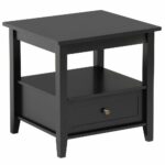 topeakmart black end table with bottom drawer and open ncxil accent shelf storage for living room sofa side kitchen dining olive green wicker patio furniture ikea boxes dorm ideas 150x150