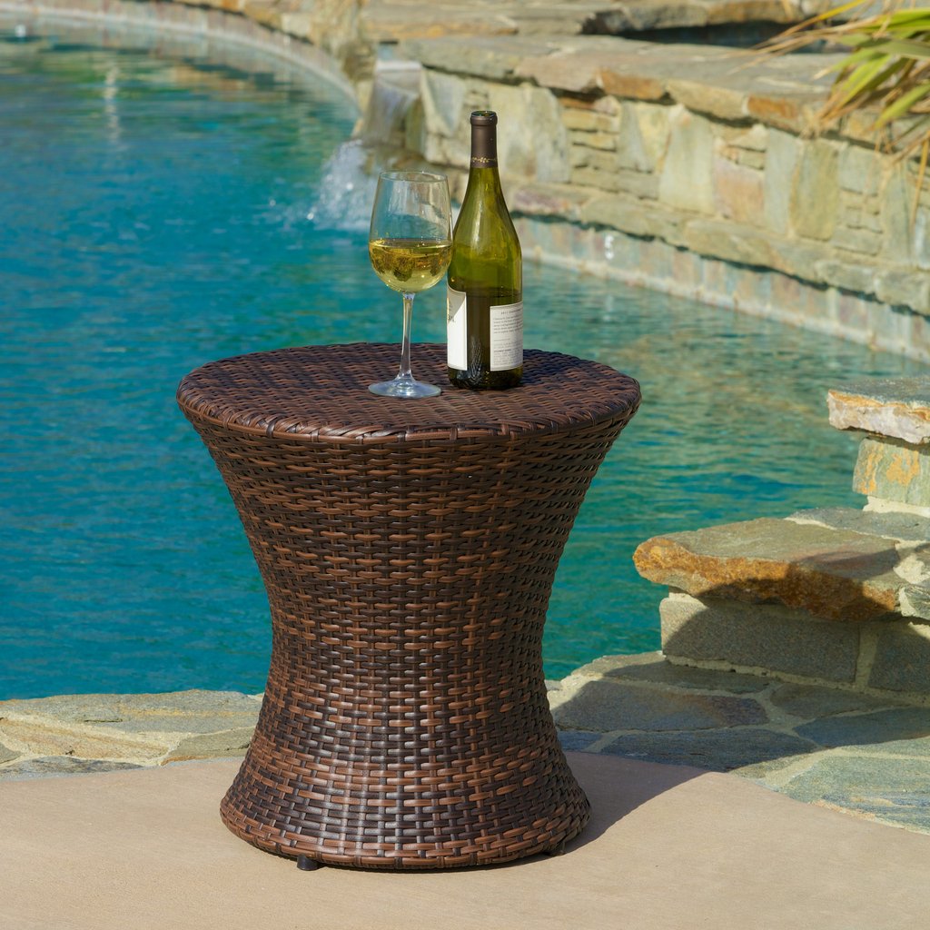 townsgate outdoor brown wicker hourglass side table gdf studio unique accent tables easy diy coffee wooden target kitchen island small wine bar stool set mirror cabinet grey end