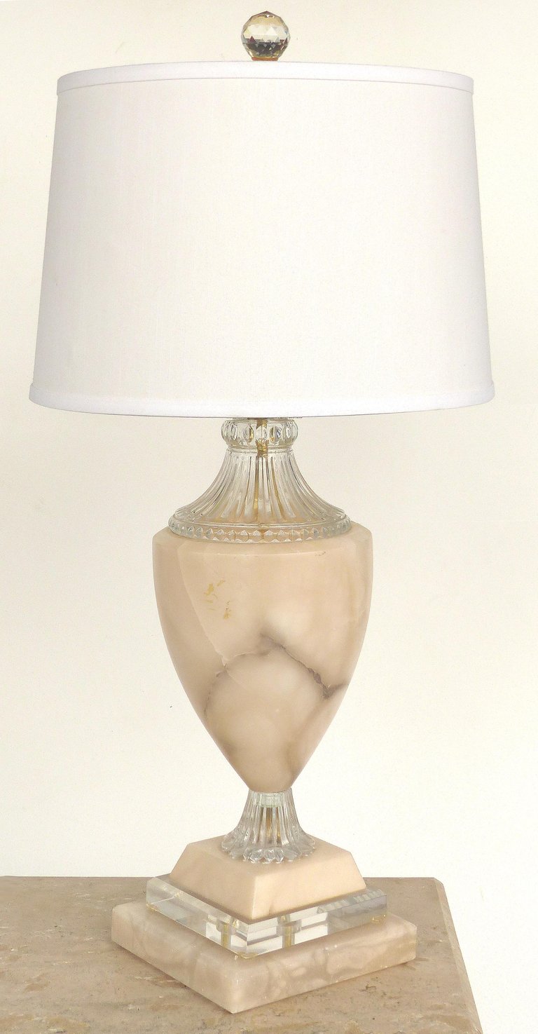 traditional alabaster urn form table lamps with glass and crystal master accent lamp faceted accents pair for cocktail linens fine furniture contemporary coffee tables toronto