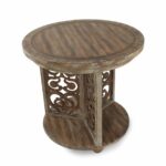 traditional scroll round accent table brown mathis brothers hook iron and chairs shallow cabinet modern wood coffee runner bar style black pipe nesting set plexiglass home 150x150