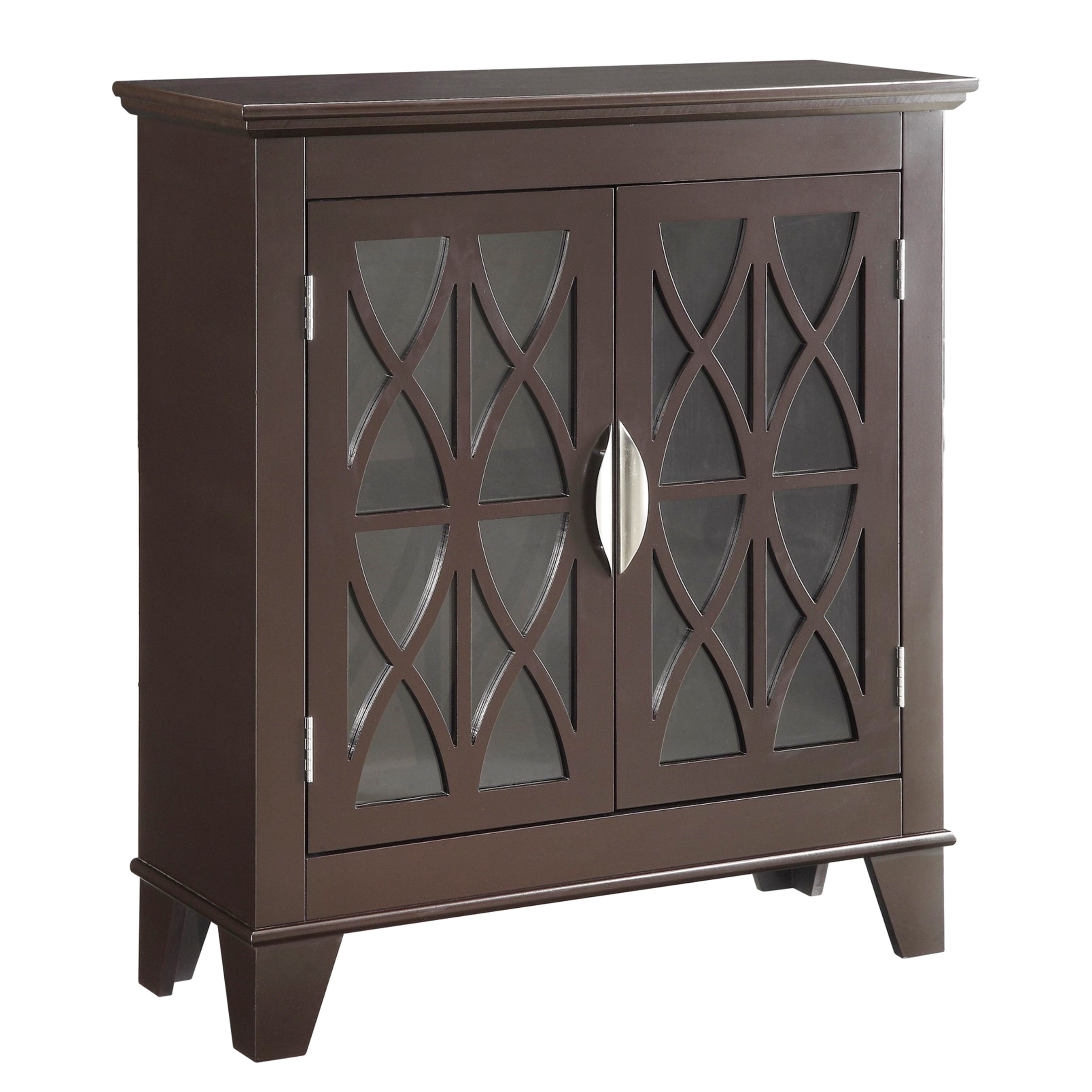 transitional design accent cabinet with decorative glass doors table free shipping today antique pedestal side entry decor black leather dining room chairs wood and metal round