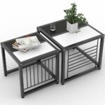 tribesigns nesting coffee tables set square side and accent table sets end for living room with sturdy metal frame black white small deck blue crystal lamp high patio round 150x150