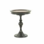 turned pedestal transitional accent table dark brown mathis pul finished enigmatic finish its exquisitely carved framework this style crafted with fancy veneer top and white resin 150x150