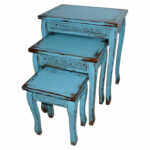 turquoise blue wooden distressed side accent table large home oil rubbed bronze piece nesting set rustic coffee with storage patio end tables tray reclaimed wood white lamp base 150x150