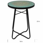 turquoise mosaic round patio side accent table free shipping today metal dining chairs target triangle shaped corner iron ikea plastic storage boxes trestle pine funky lamps small 150x150