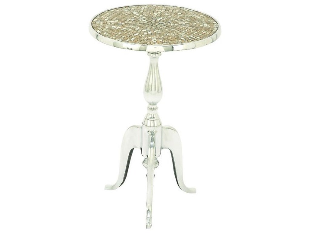 uma enterprises inc accent furniture aluminum mosaic round products color silver pedestal table wicker coffee glass top lamp target windham cabinet white garden dorm room legs