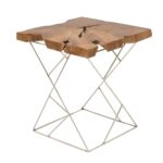 uma teak and metal accent table save natural silver tap expand entrance console modern gold chandelier tall entryway inch round tablecloth end mid century dining room threshold 150x150