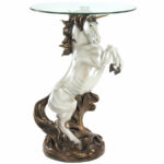 unicorn glass top accent table aewhole mirage mirrored decorative nautical lanterns black occasional round metal side console lamps walnut bedside gray wash end patio umbrella 150x150