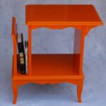 upcycled orange painted magazine rack side table nightstand accent end oval with drawer college dorm room hairpin legs coffee and chairs mid century dresser wooden bedside designs 150x150