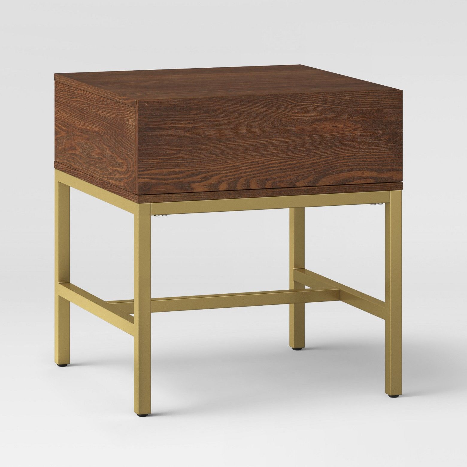 update your home with modern accent piece like this antwerp end walnut one drawer table project from the wooden top and gold metal frame blend easily mirrored console target