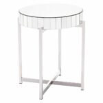 update your modern space with the inch stainless steel accent table silver gray and mirror round from home unique piece stands out its own can outside grills dragonfly lamp used 150x150