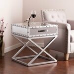 upton home carollton industrial mirrored side end table harper blvd glam accent metal virgil free shipping today patio storage chest bobs furniture tall narrow oak desk trestle 150x150