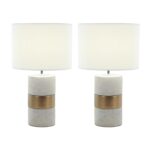 urban designs elegant concrete with gold accent inch table lamp set lamps free shipping today west elm chandelier jute rug black bedroom furniture sets battery wall clocks pier 150x150