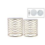 urban trends gold metallic finish metal round marble top nesting accent table with and lattice wave design body set two piece free shipping today teak dining cherry wood small 150x150
