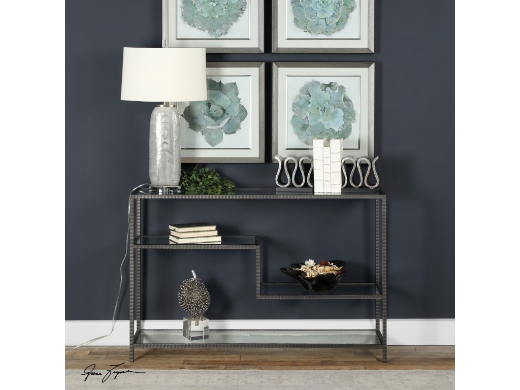 uttermost accent furniture leo industrial console table products color laton mirrored furnitureleo bulk linens small glass lamp kitchen marble tulip side meyda tiffany lamps
