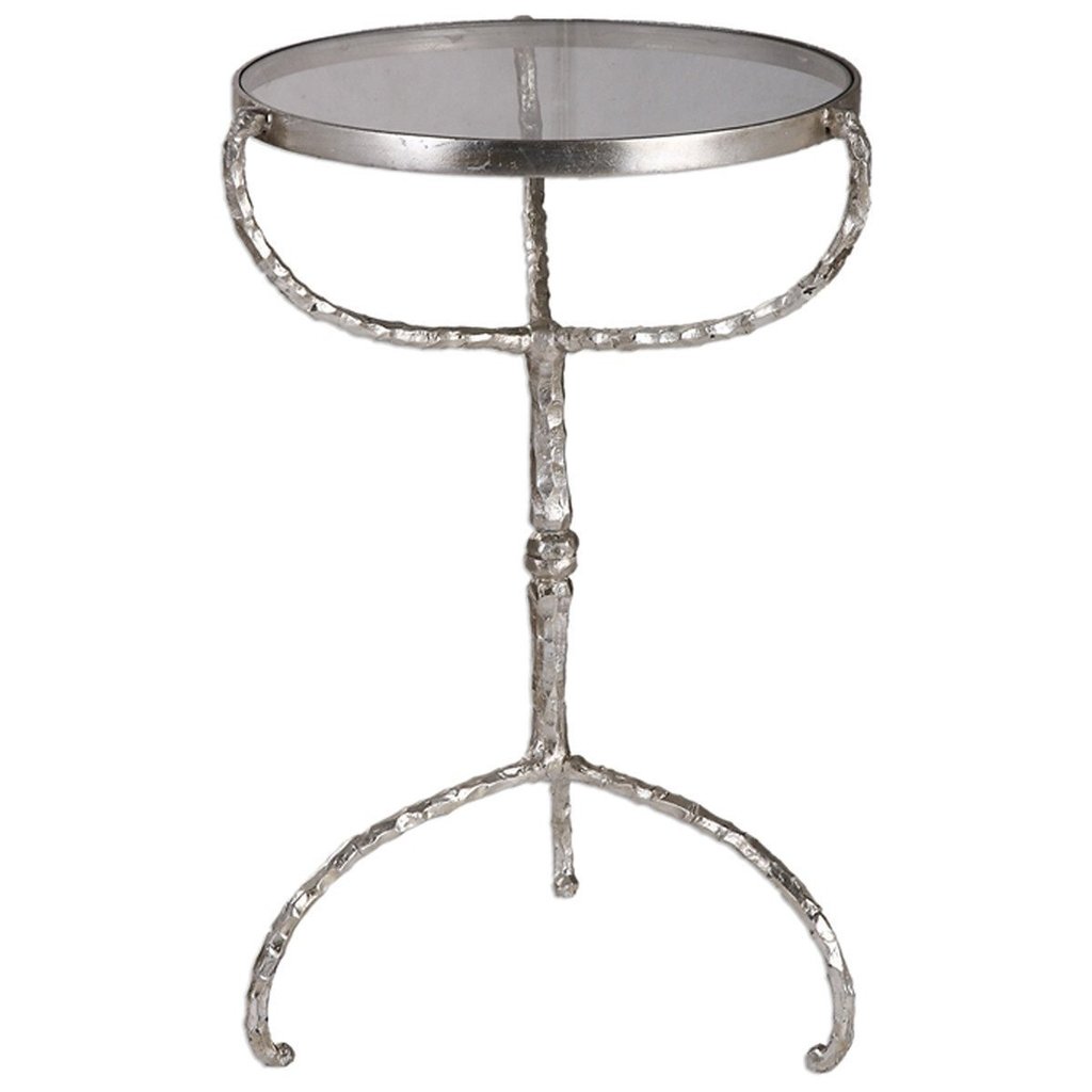 uttermost accent tables bright silver leaf cast iron benjamin table halcion wooden trestle bunnings small grey lamp grill utensils steel and glass side west elm outdoor garden
