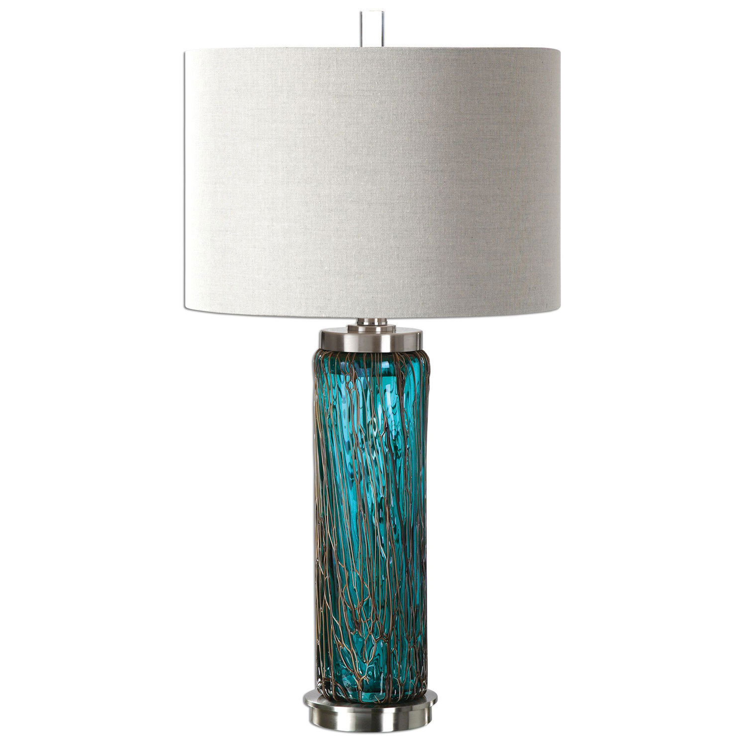 uttermost almanzora blue one light glass table lamp accent hover zoom wine cart west elm carpets modern clock winsome wood beechwood end espresso cassie with top cappuccino finish