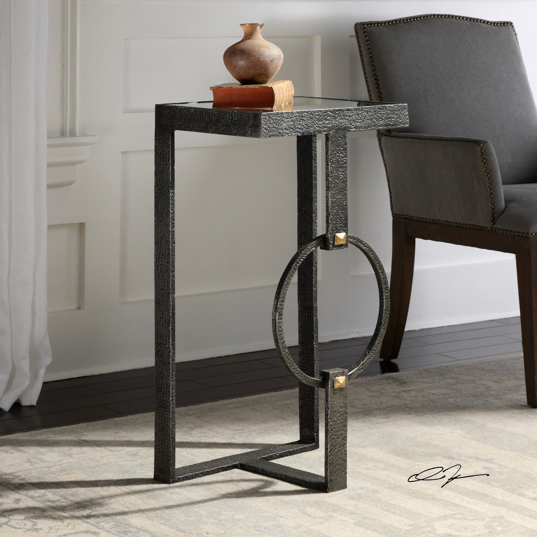 uttermost hagen textured burnished steel accent table free rubati shipping today small nest tables ikea inch tablecloth west elm round coffee tiffany shades market umbrella stand