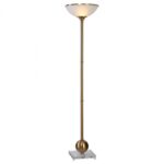 uttermost laton brushed brass floor lamp valley light mirrored accent table lucite cube round marble top bistro blue and white ginger jar lamps west elm tripod silver entryway 150x150