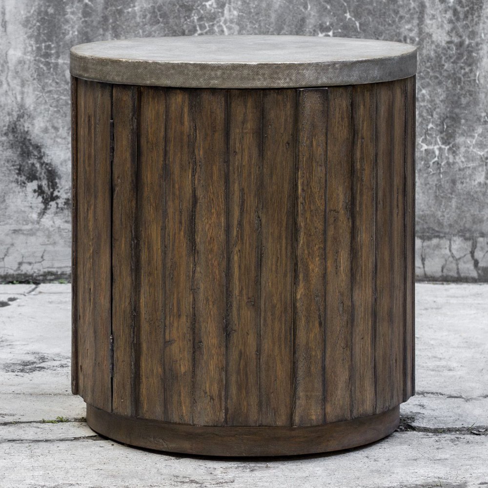 uttermost maxfield wooden drum accent table fruitwood master available see more teal placemats and napkins external door threshold outdoor folding chairs rustic dining