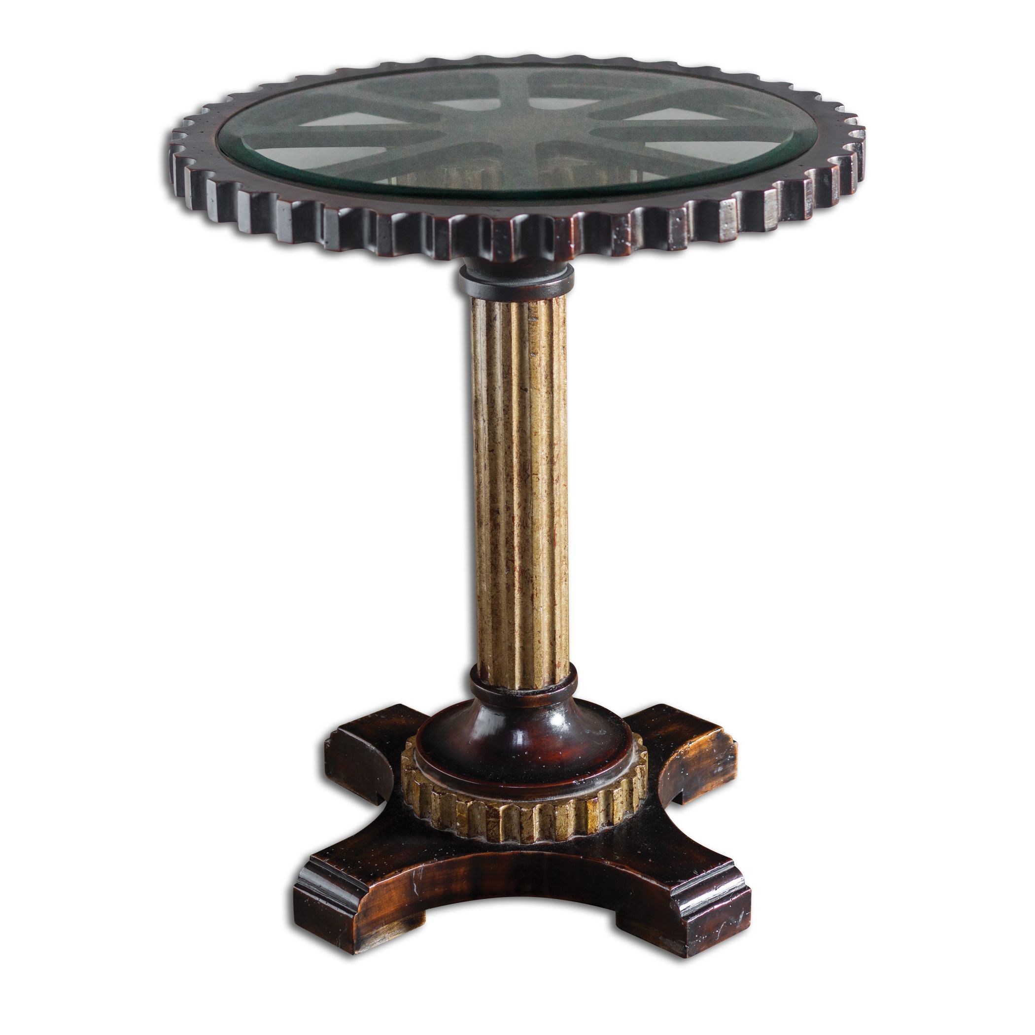 uttermost nekoda wooden accent table victorian style white and walnut coffee round pedestal side circle marble outdoor top bedroom wall clock dale tiffany butterfly lamp pottery