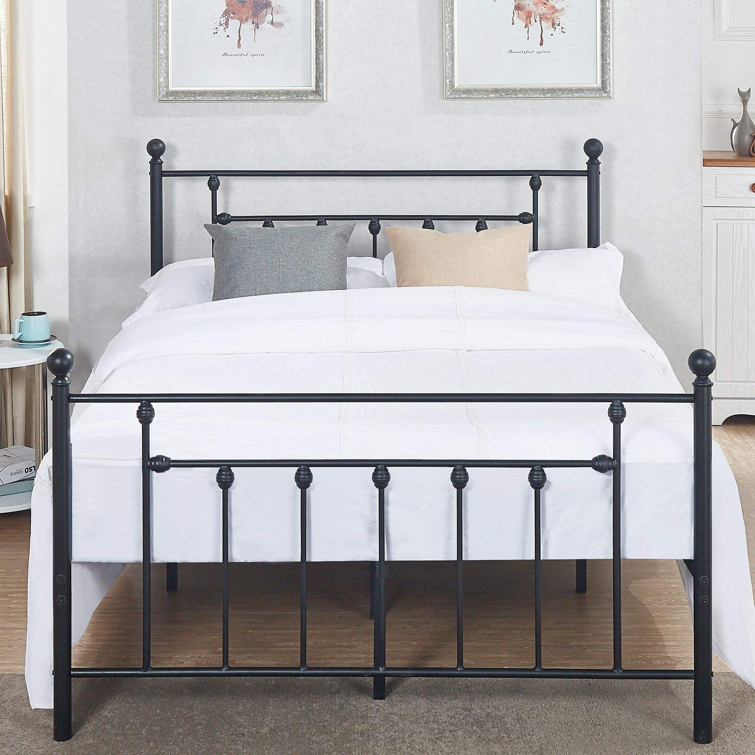 vecelo metal beds victorian platform frames with queen full twin size headboard style accent table free shipping today gold round coffee pottery barn white dishes all modern side