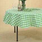 veeyoo plaid check tablecloth gingham cotton for round accent home kitchen party indoor outdoor use inch seats people battery standard lamp glass and gold coffee table dining set 150x150
