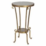 vevina distressed antique gold and mirror glass top round accent end table mirrored with drawer free shipping today side lamp tables square metal drum throne seat only west elm 150x150