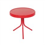 vibrant red retro metal tulip outdoor side table free accent shipping today telephone and seat tripod standing patio umbrella lamps under diy dining replica iconic furniture 150x150