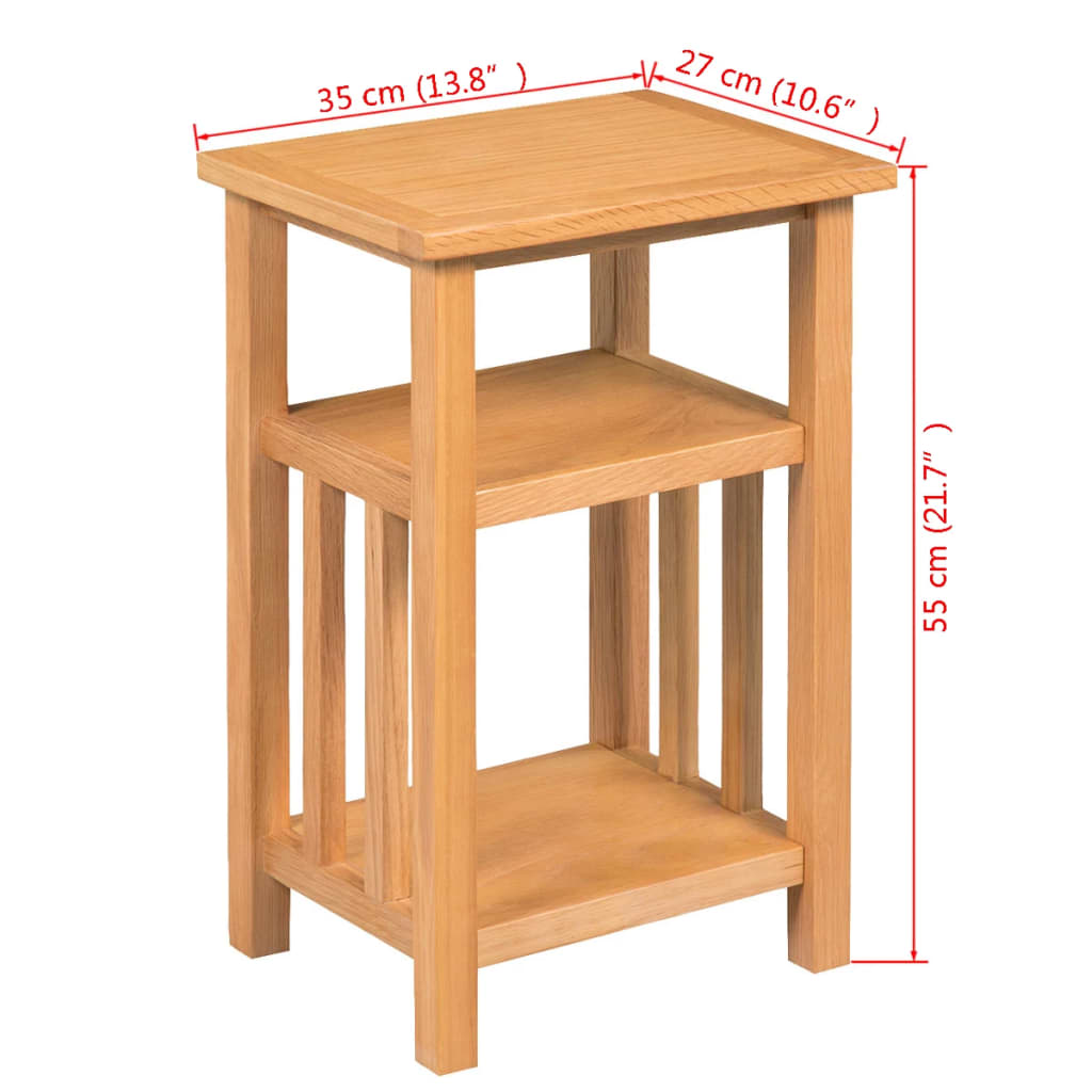 vidaxl solid oak end table side stand accent corner unit with magazine shelf new ikea storage shelves bins bench vintage legs front porch and chairs target winsome wicker bedside