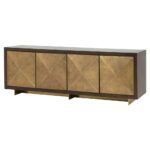 vince modern antique gold faceted door panel dark walnut wood sideboard product accent table with glass top kathy kuo home entryway storage baskets kitchen and dining room chairs 150x150