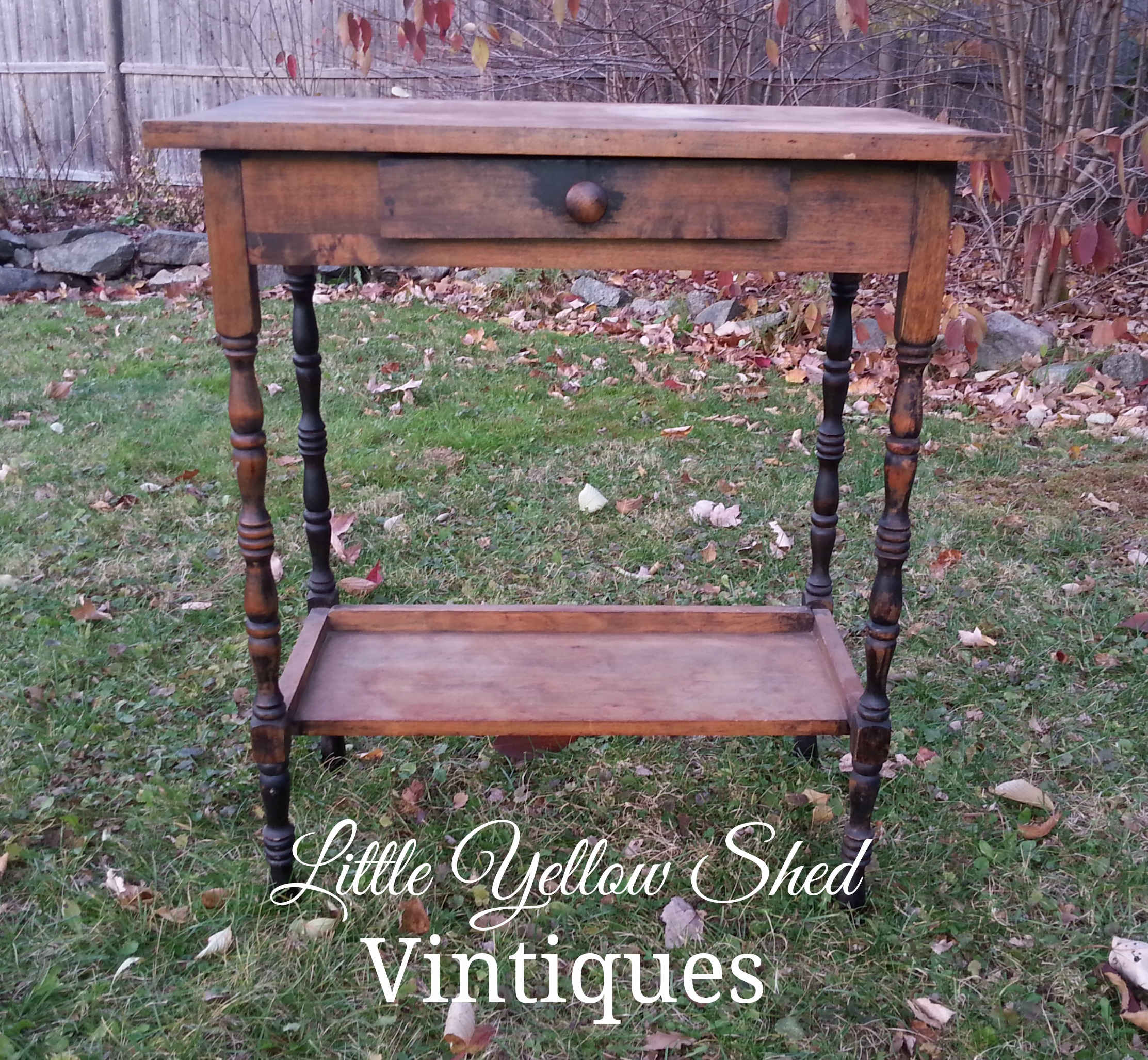 vintage accent table for silent auction little yellow shed vintiques with drawer before wood pink chair small coffee wheels drum cocktail chinese lanterns meaning pine nightstands