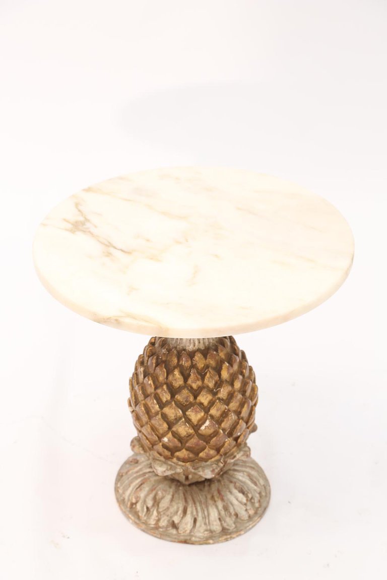 vintage gilded pineapple accent table master silver pedestal side having round top marble base wood hand coffee sets clearance small acrylic pottery barn lorraine glass patio end