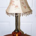 vintage glass base accent table lamp beautiful embroidered lamps shade spiral shaft standard bulb watt max very pretty queenieseclectic homebase outdoor furniture long bar and 150x150