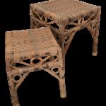 vintage hand woven rattan accent tables pair chairish metal table three coffee all modern furniture autumn runner quilt patterns poolside bunnings outdoor cover mat narrow side 150x150