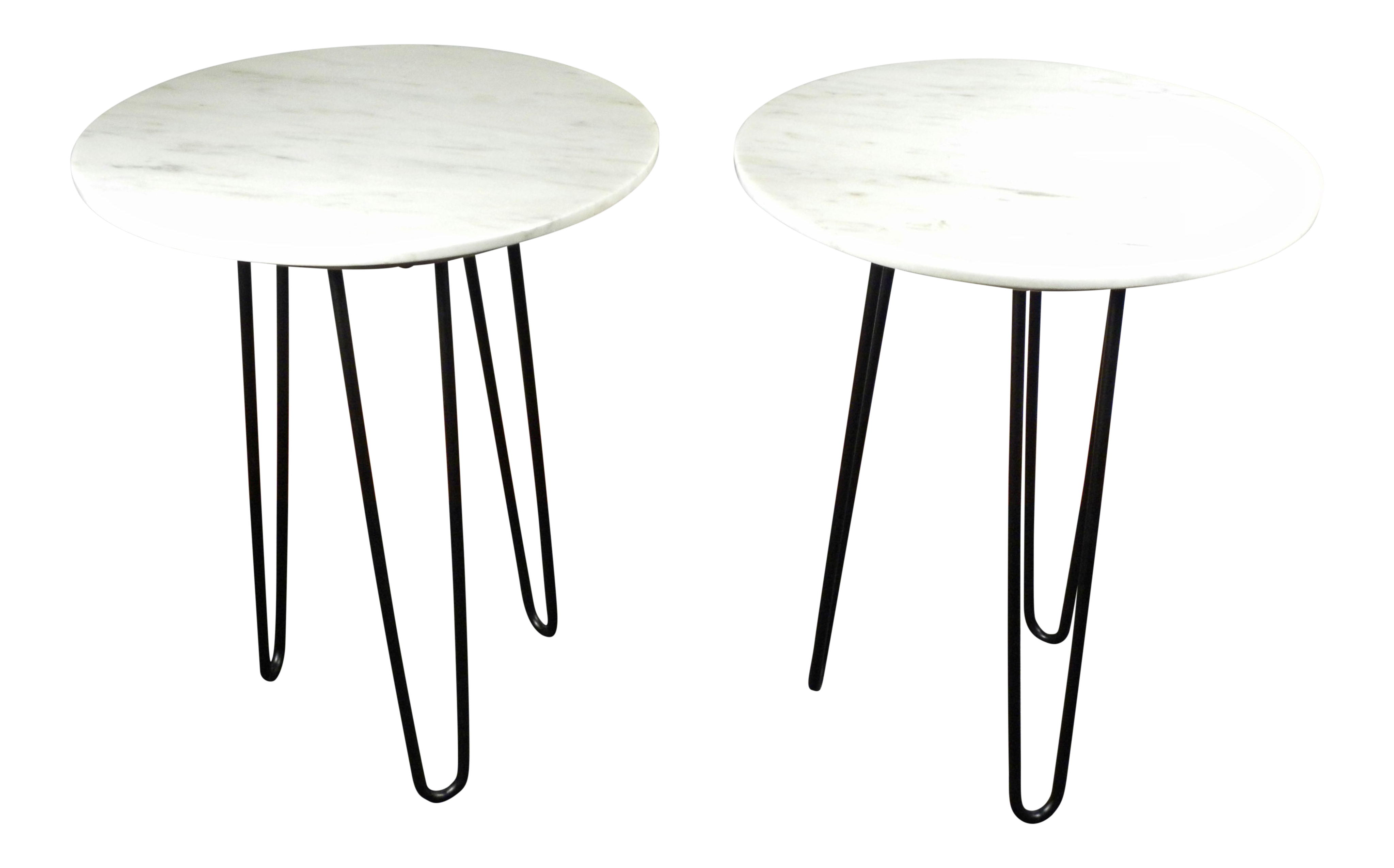 vintage mid century marble end tables accent night stands pair chairish dining table sheet slender console inch deep chest drawers tall square steel legs drum set cymbals nesting