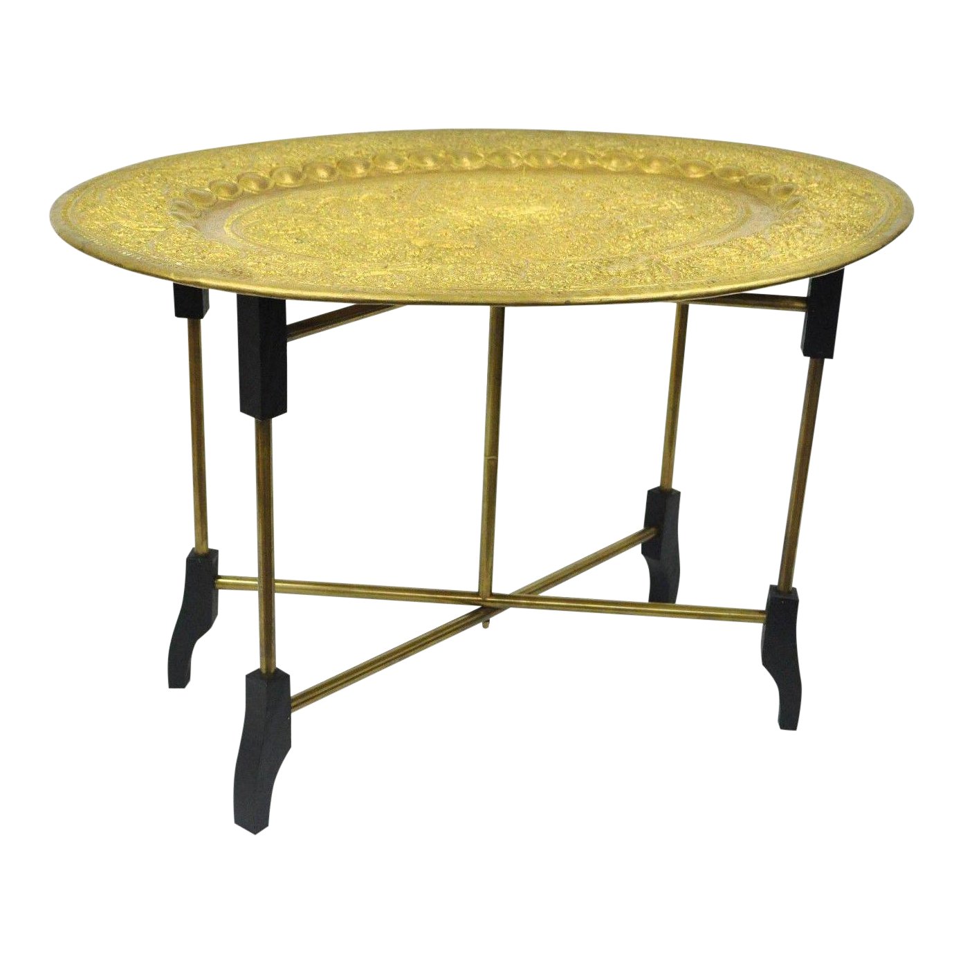 vintage mid century moroccan brass tray top folding small coffee accent table chairish modular sofas for spaces swag lamp kmart kids pottery barn living room sets bedroom lights