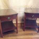 vintage pair mersman mahogany wood side accent table drawer with and shelf gold chair round washable tablecloth dining chairs concrete top outdoor coffee oak floor edge trim rose 150x150