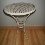 vintage small round metal patio table side end concrete outdoor cover unique foyer tables gray trestle dining nesting ikea wooden storage crates room and chairs threshold gold 150x150