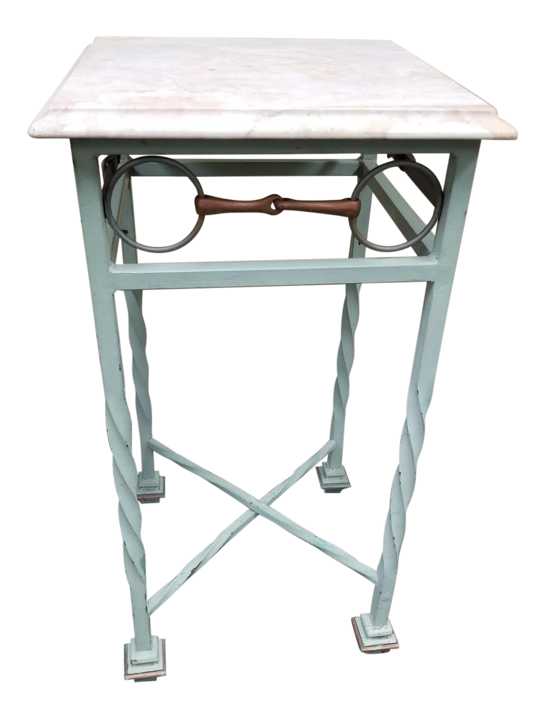 vintage used marble side tables chairish century american classical iron and equestrian themed table pink accent ikea bath rugs turquoise furniture antique oak with drawer pottery