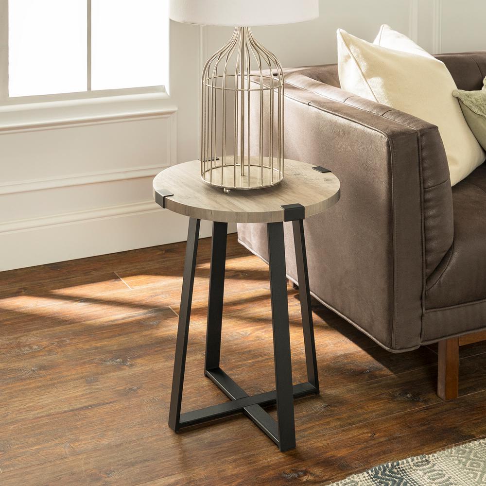 walker edison furniture company grey wash rustic urban end tables wood accent side table industrial and metal wrap green bedside lamps unique living room matching chest drawers