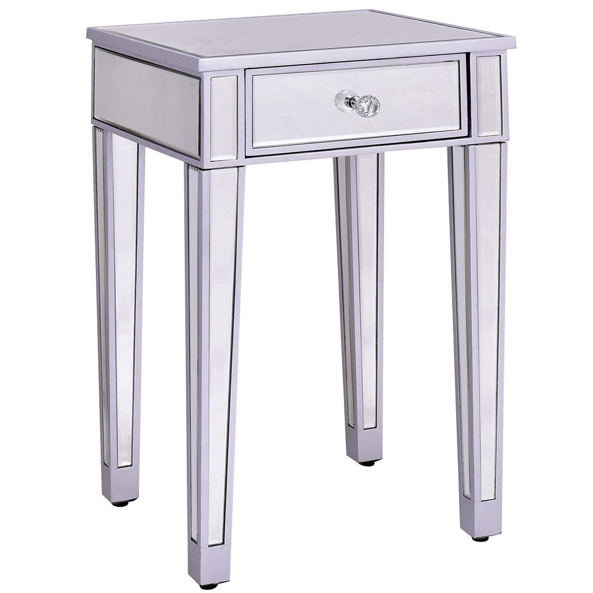 way mirrored accent table nightstand end bedside storage cabinet drawer sliver free shipping today patio umbrella base target bar stools phone stand for desk rustic tables with