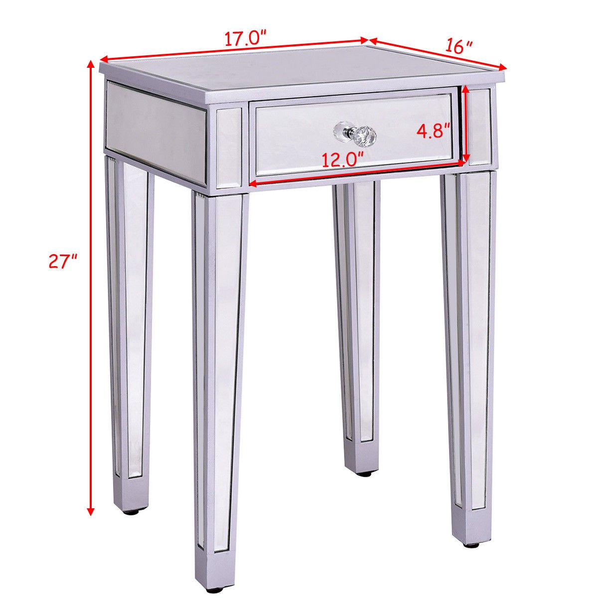 way mirrored accent table nightstand end bedside with mirror storage cabinet drawer triangle drop leaf chairs clear acrylic furniture windham target lazy susan old kitchen tables