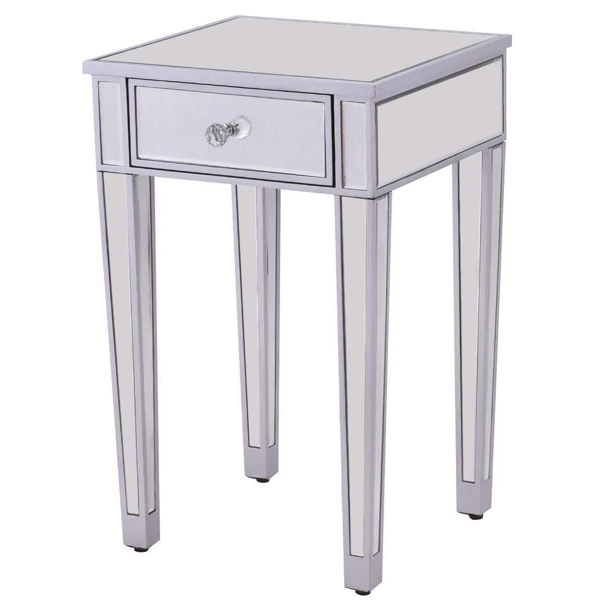 way pcs mirrored accent table nightstand end storage cabinet drawer all wood tables small contemporary lamps cream linen tablecloth outside wall clocks pretty lamp fancy