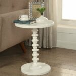 white finish wooden round spindle chair side end accent phone table pedestal kitchen dining corner television stand small decorative lamps drum coffee barn plans entrance unusual 150x150