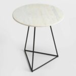 white marble and metal round accent table tables bistro world market lamp shades living room packages small chair hampton bay patio furniture cushions trunk green kitchen rod iron 150x150