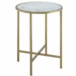 white marble top end table faux topped accent gold metallic base sturdy tabletop minimal unique modern contemporary hallway oval outdoor coffee bedroom chairs and glass console 150x150