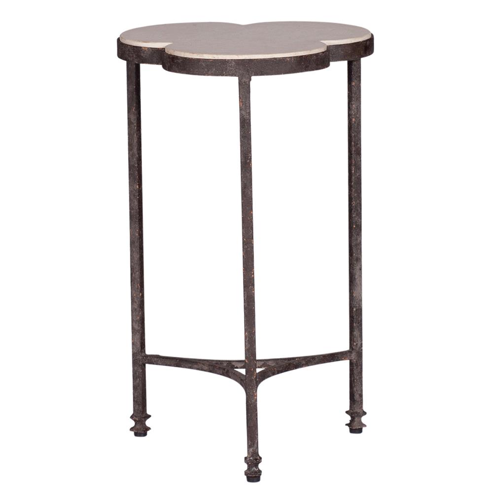 whitman modern classic rustic limestone clover iron accent side table product small metal view full size cane outdoor furniture round silver large glass and coffee mirrored foyer