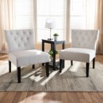 whole living room set furniture piece accent chair and table baxton studio lerato transitional beige fabric upholstered black finished wood industrial wine rack chairs round white 150x150