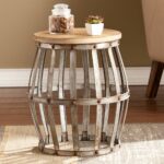 wine barrel end table ahh home decor accent titanic furniture dark cherry side drop leaf with folding chairs zane modern living room lamps pedestal between two small thin gold and 150x150